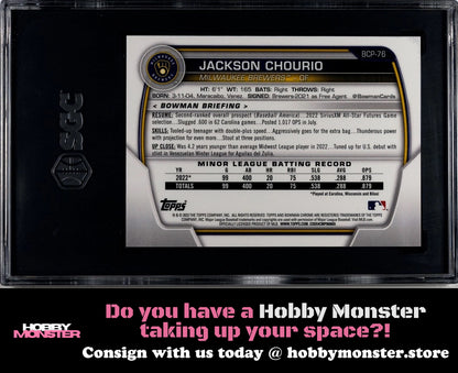 2023 Bowman Jackson Chourio Chrome Blue RayWave #/150 Brewers SGC 9.5