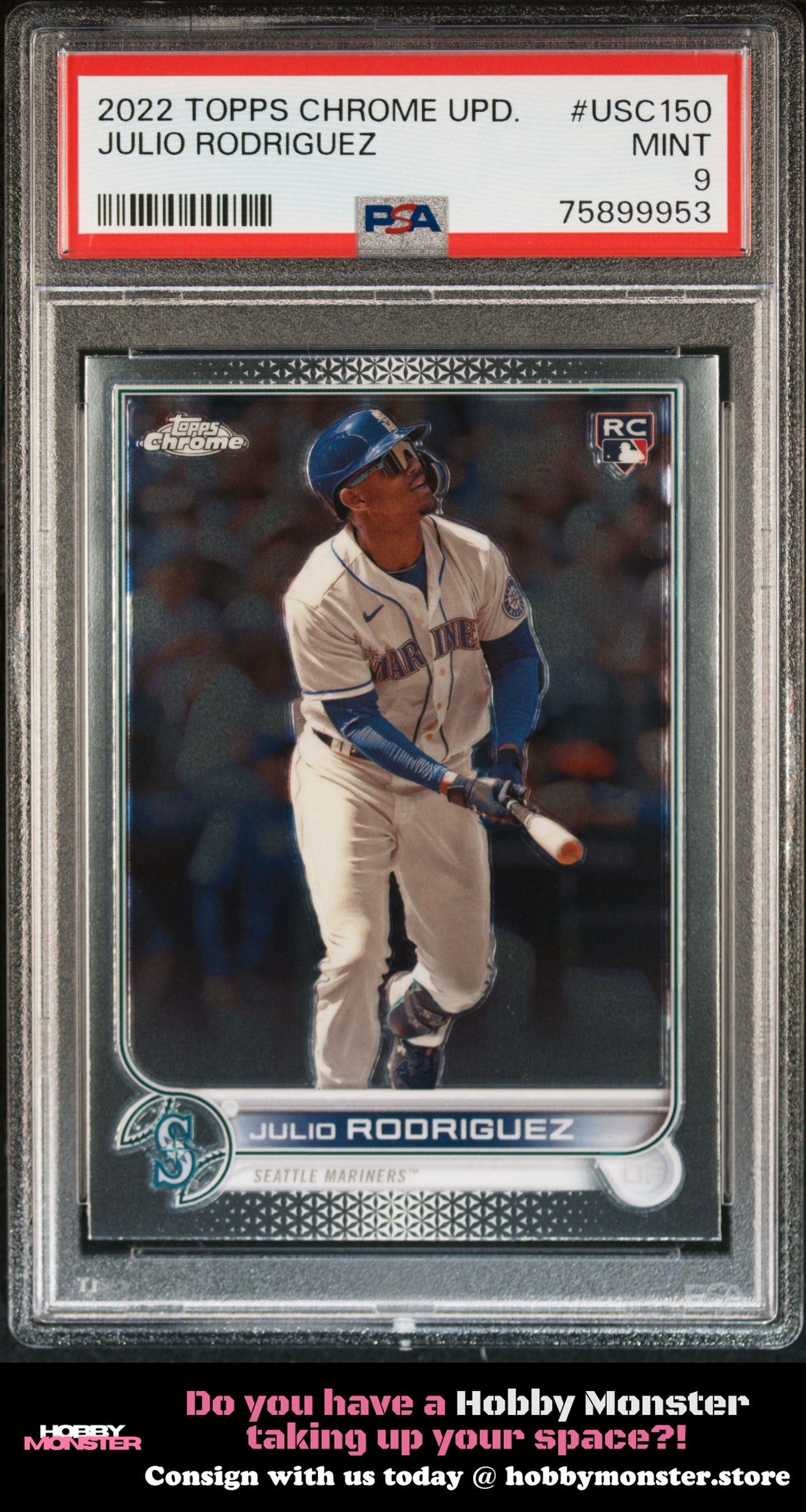2022 Topps Chrome Update Julio Rodriguez Rookie Seattle Mariners PSA 9