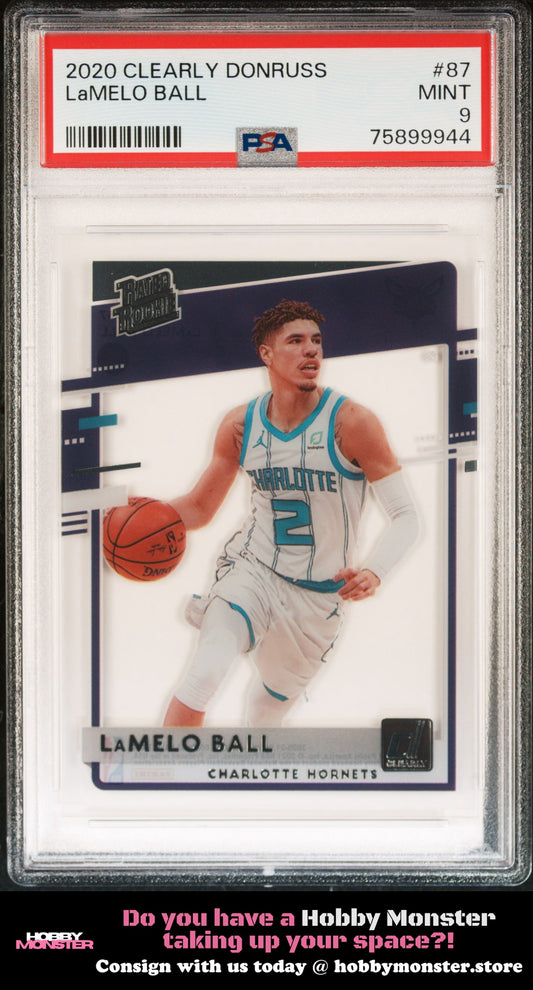 2020 Panini Clearly Donruss Lamelo Ball Rookie Charlotte Hornets PSA 9