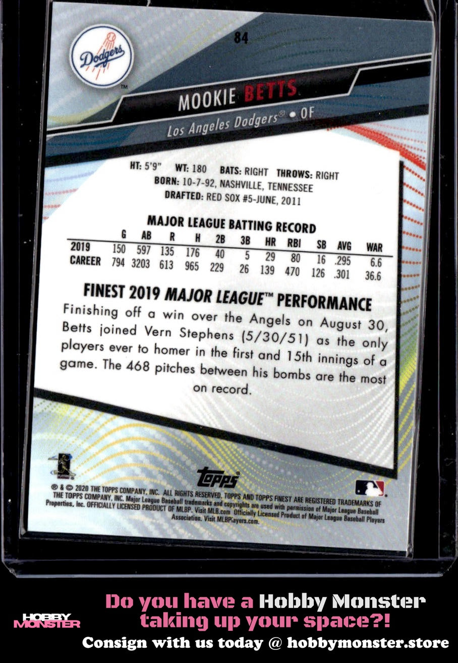 2020 Finest Mookie Betts Purple Refractor #/250 Los Angeles Dodgers