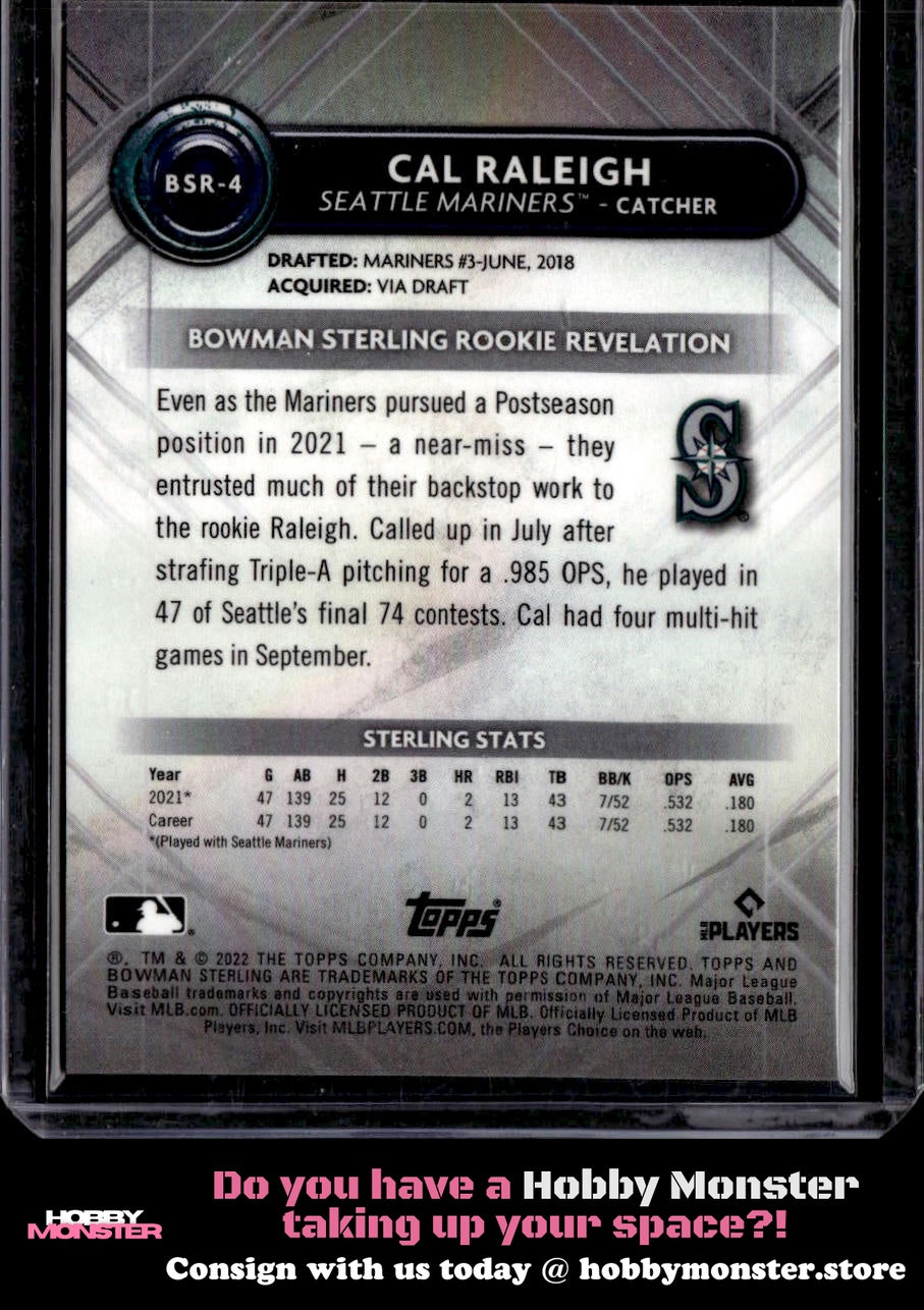 2022 Bowman Sterling Cal Raleigh Mini Diamond Refractor #/150 Seattle Mariners