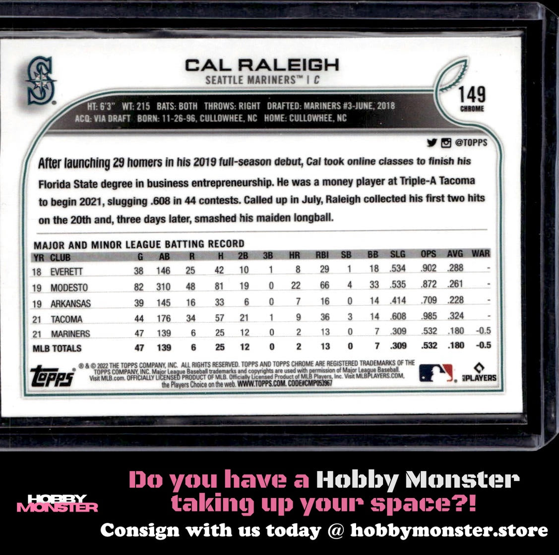 2022 Topps Chrome Cal Raleigh Rookie Seattle Mariners