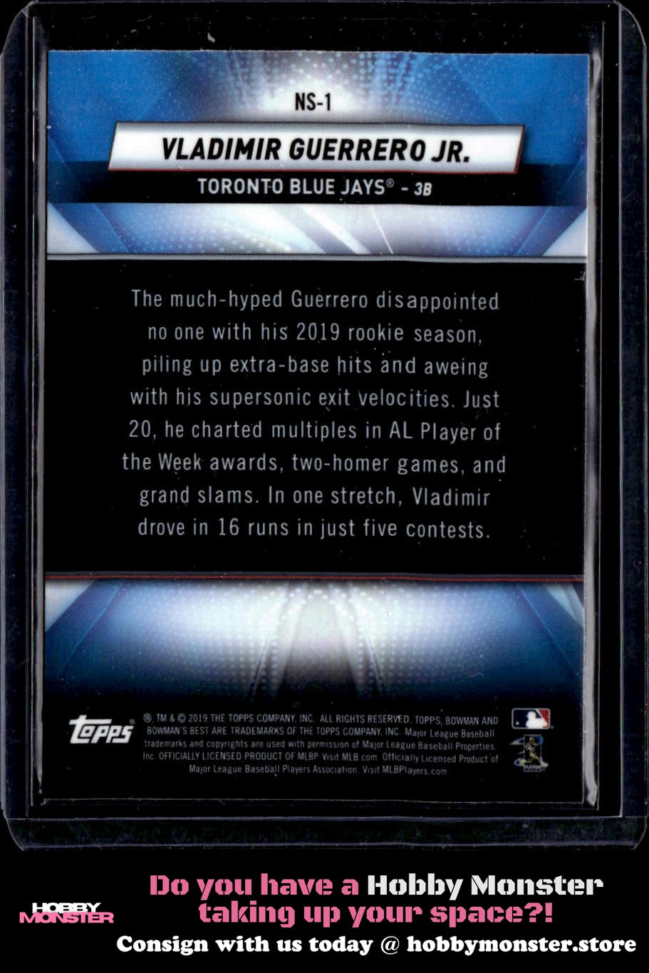 2019 Bowman's Best Vladimir Guerrero Jr. Neophyte Sensations Toronto Blue Jays