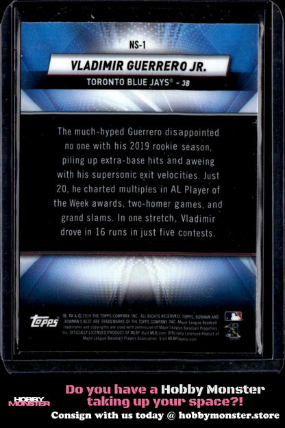 2019 Bowman's Best Vladimir Guerrero Jr. Neophyte Sensations Toronto Blue Jays