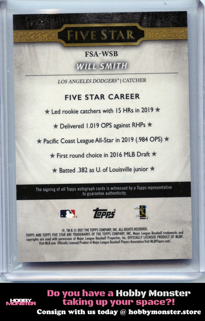 2021 Topps Five Star Will Smith Purple Auto #/50 Los Angeles Dodgers
