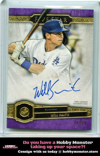2021 Topps Five Star Will Smith Purple Auto #/50 Los Angeles Dodgers