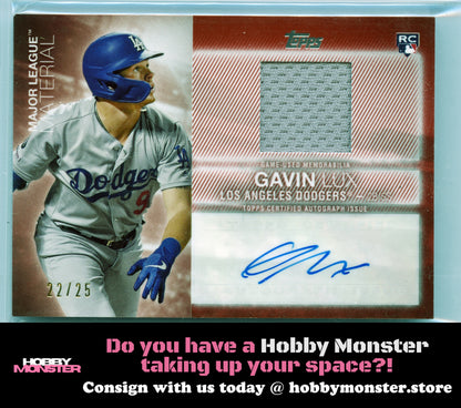2020 Topps Gavin Lux Major League Material Relic Red Auto #/25 Dodgers
