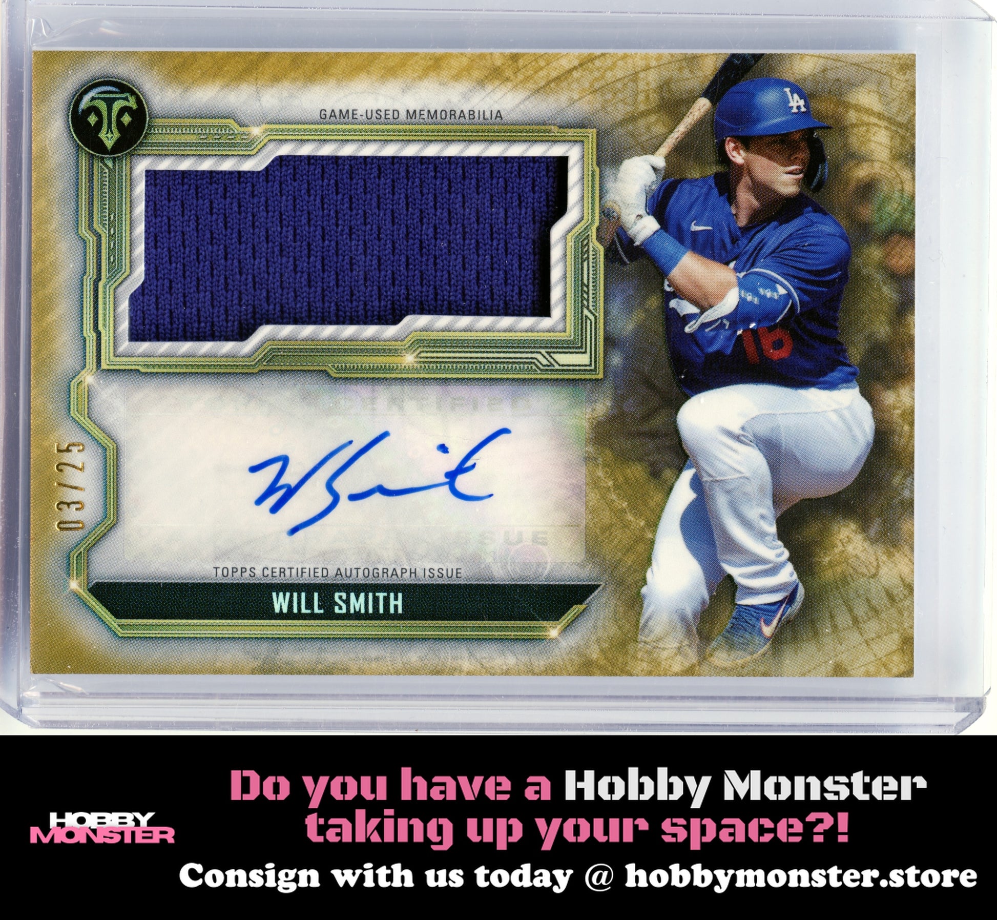 2020 Topps Triple Threads Will Smith Relic Gold Auto #/25 Los Angeles Dodgers