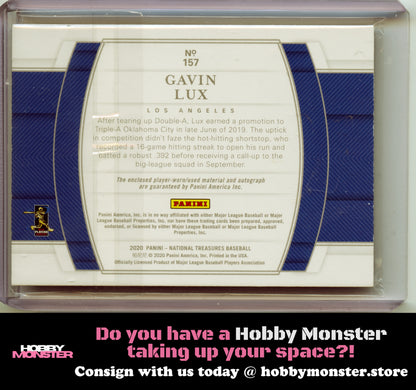 2020 Panini National Treasures Gavin Lux Rookie Midnight Relic Auto #/25 Dodgers