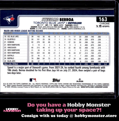 2025 Topps Chrome Steward Berroa X-Fractors Rookie Toronto Blue Jays