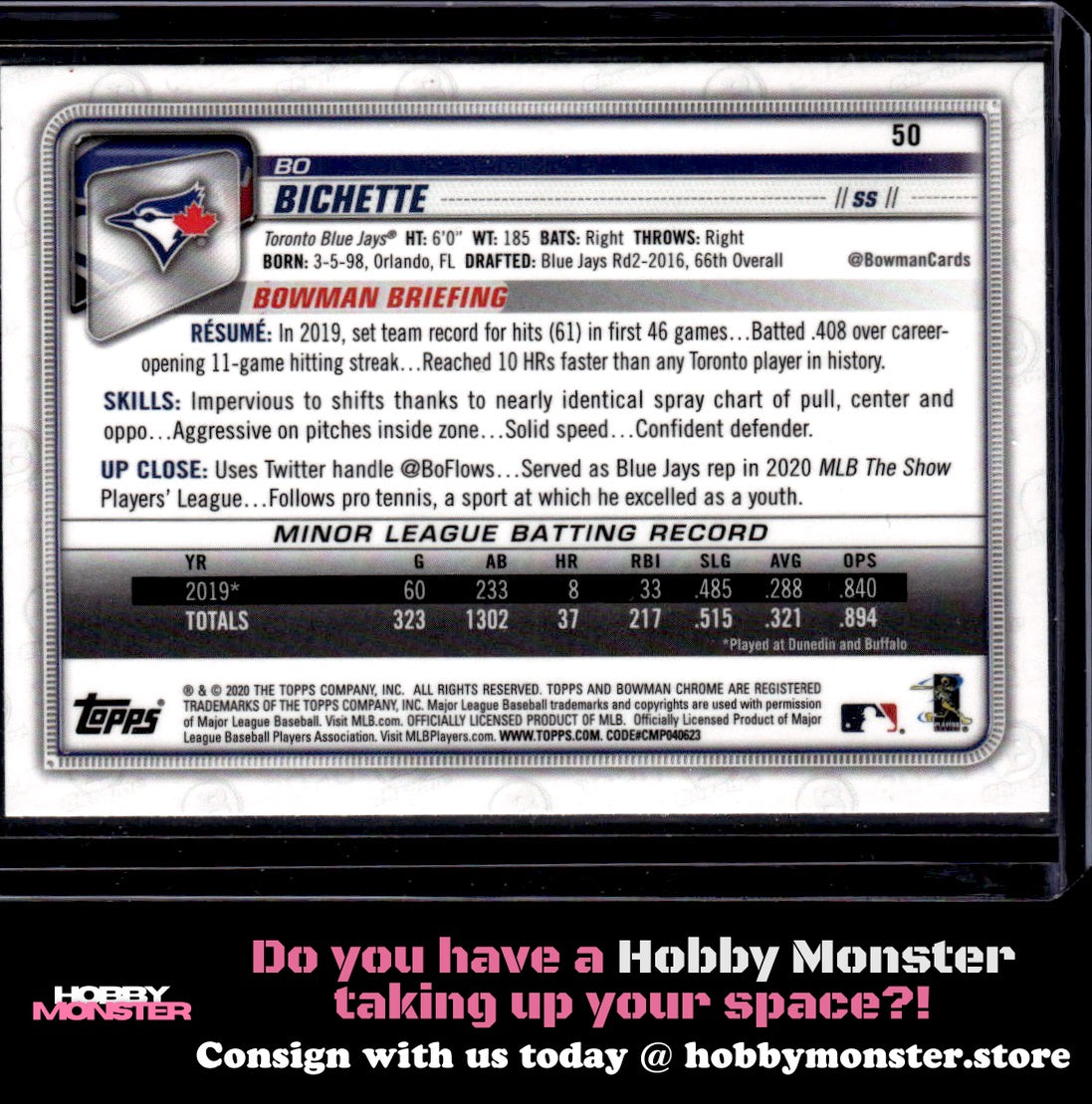 2020 Bowman Chrome Bo Bichette Rookie Toronto Blue Jays