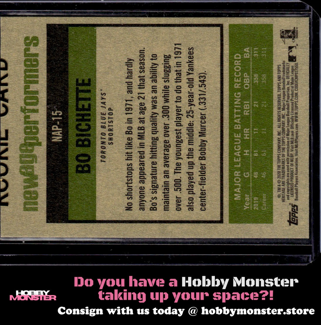 2020 Topps Heritage Bo Bichette New Age Performers Toronto Blue Jays