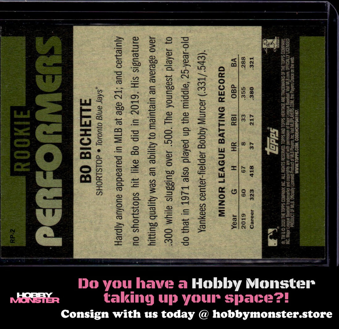 2020 Topps Heritage Bo Bichette Rookie Performers Toronto Blue Jays