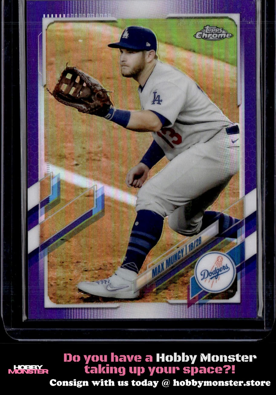 2021 Topps Chrome Max Muncy Purple Refractor #/299 Los Angeles Dodgers