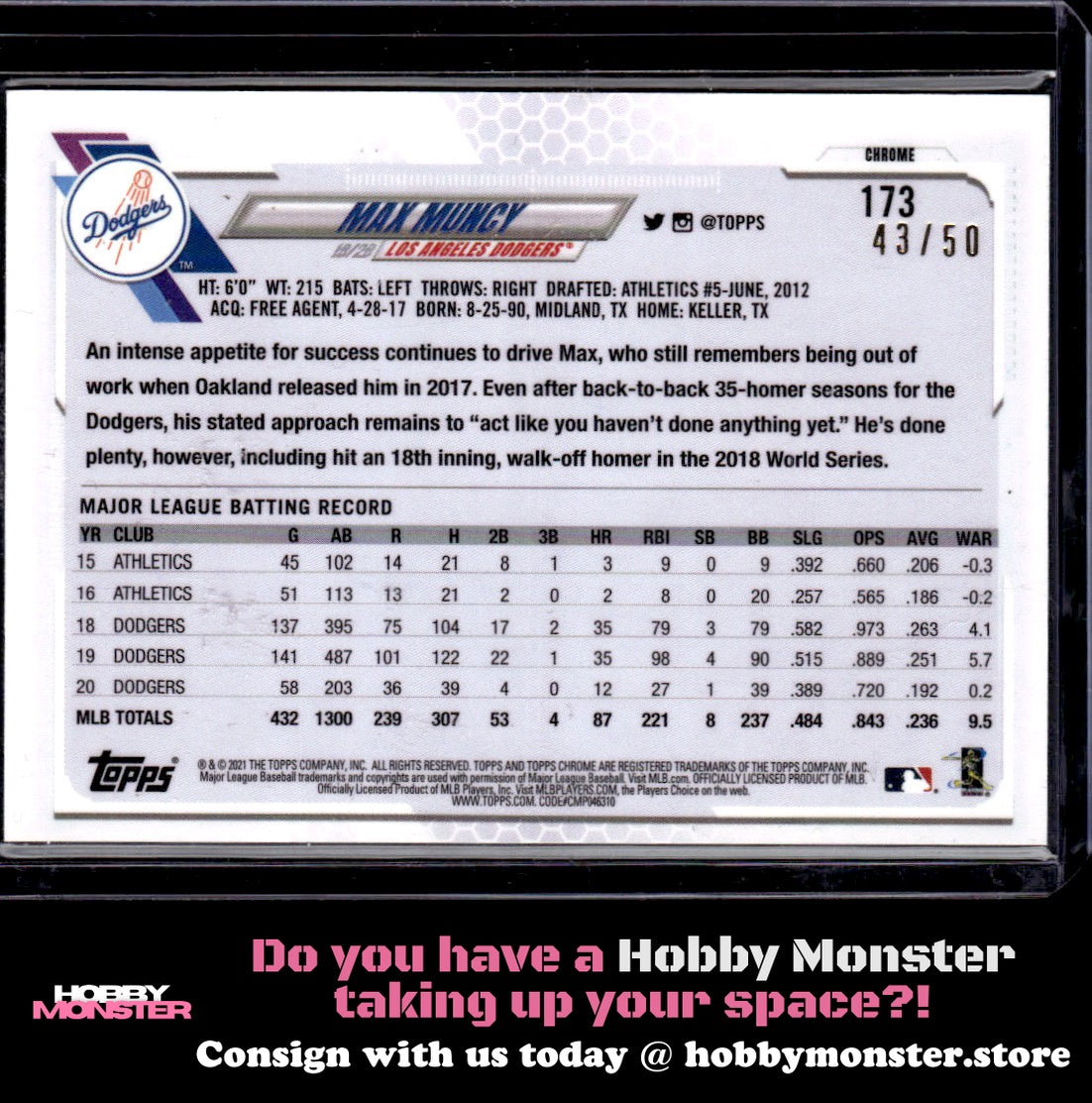 2021 Topps Chrome Max Muncy Gold Refractor #/50 Los Angeles Dodgers