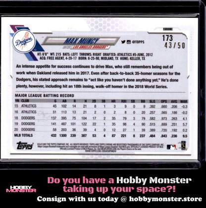 2021 Topps Chrome Max Muncy Gold Refractor #/50 Los Angeles Dodgers