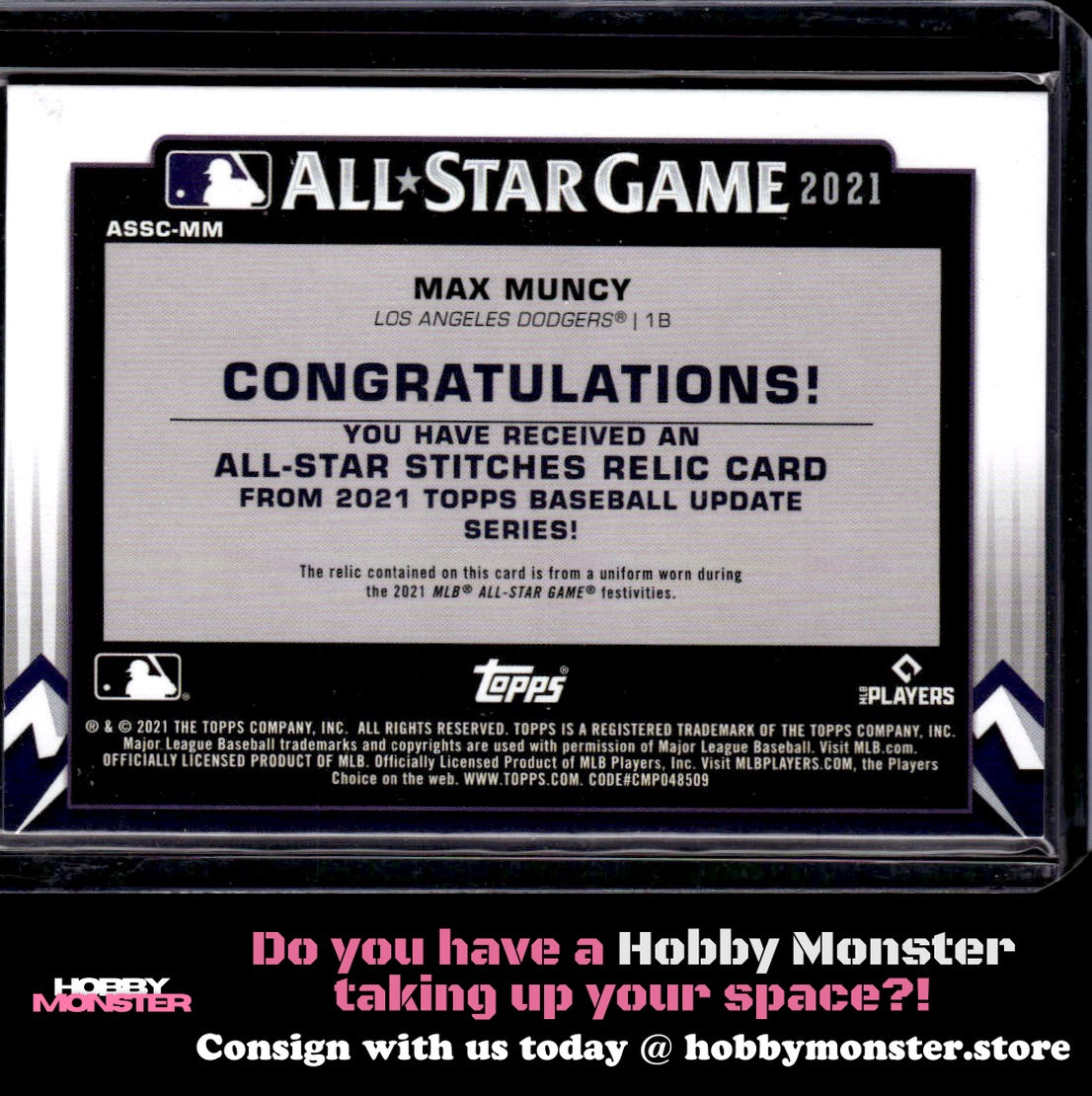 2021 Topps Update Max Muncy All-Star Stitches Los Angeles Dodgers