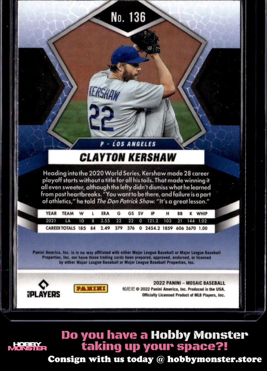 2022 Panini Mosaic Clayton Kershaw Los Angeles Dodgers