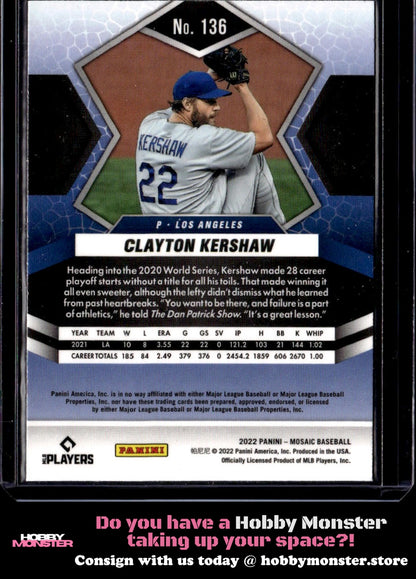 2022 Panini Mosaic Clayton Kershaw Los Angeles Dodgers