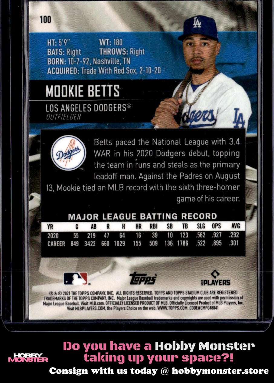 2021 Stadium Club Chrome Mookie Betts 1991 Design Variation Los Angeles Dodgers
