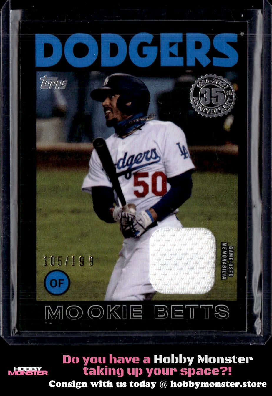 2021 Topps Mookie Betts 1986 Relic Black #/199 Los Angeles Dodgers
