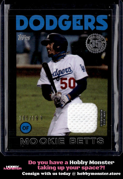 2021 Topps Mookie Betts 1986 Relic Black #/199 Los Angeles Dodgers