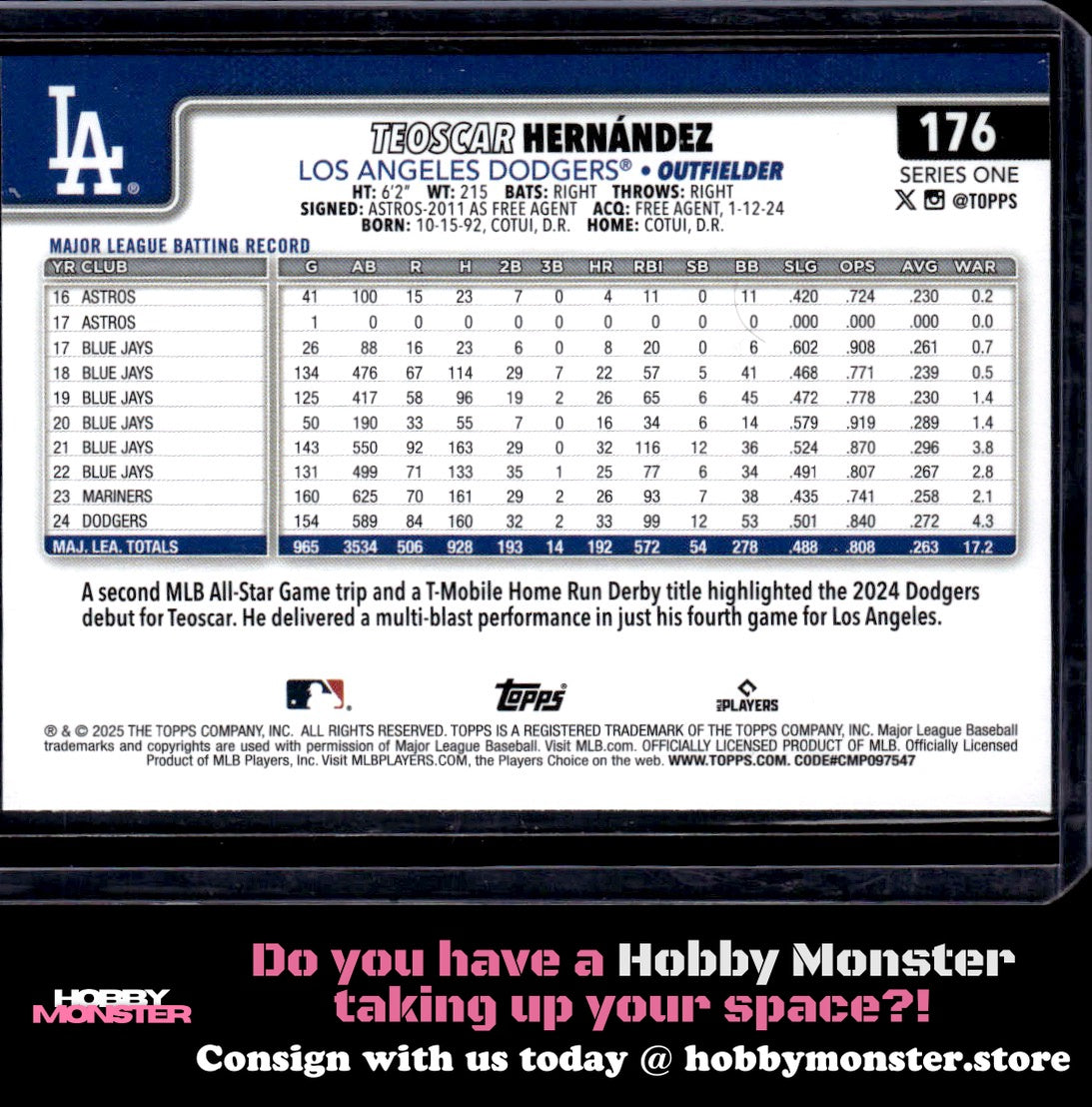 2025 Topps Teoscar Hernández Sandglitter Los Angeles Dodgers