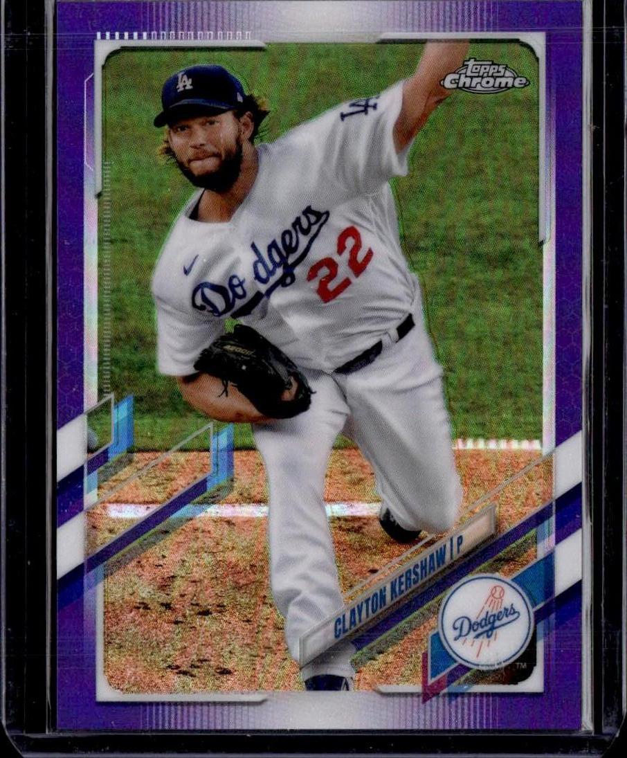 2021 Topps Chrome Clayton Kershaw Purple Refractor 137/299 Los Angeles Dodgers