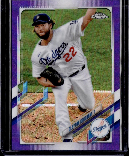 2021 Topps Chrome Clayton Kershaw Purple Refractor 137/299 Los Angeles Dodgers