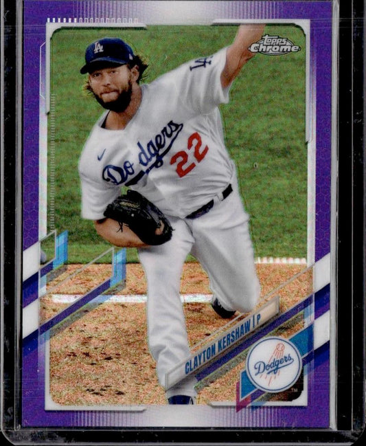 2021 Topps Chrome Clayton Kershaw Purple Refractor 186/299 Los Angeles Dodgers