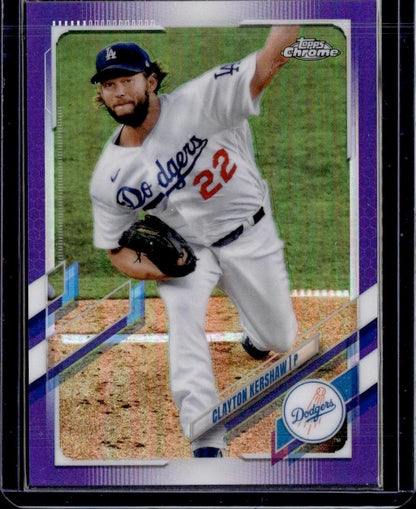 2021 Topps Chrome Clayton Kershaw Purple Refractor 086/299 Los Angeles Dodgers