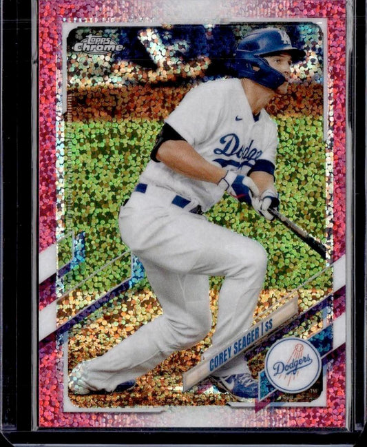 2021 Topps Chrome Corey Seager Magenta Speckle #/350 Los Angeles Dodgers