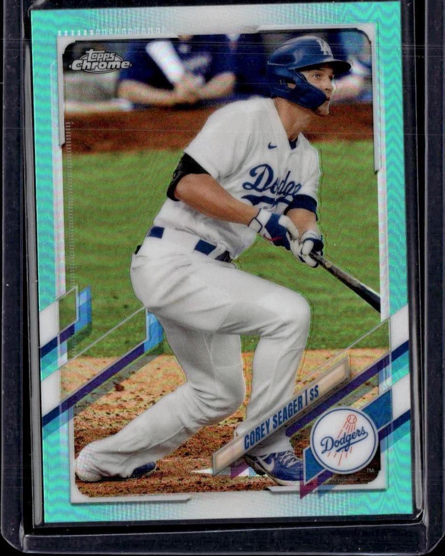 2021 Topps Chrome Corey Seager Aqua Refractor #/199 Los Angeles Dodgers