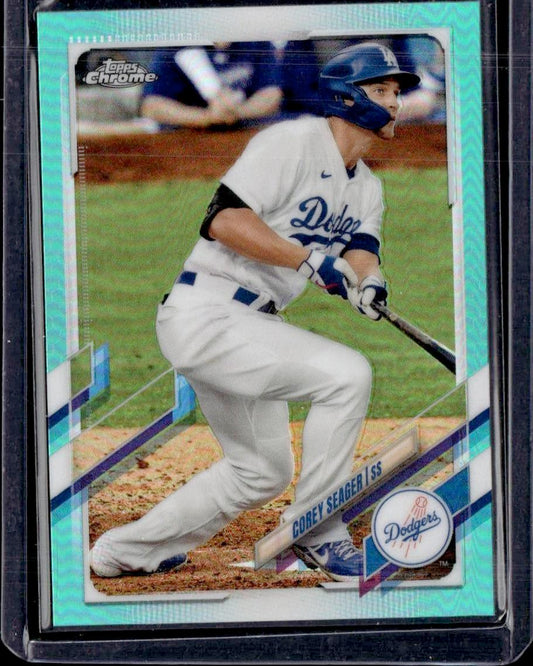 2021 Topps Chrome Corey Seager Aqua Refractor #/199 Los Angeles Dodgers
