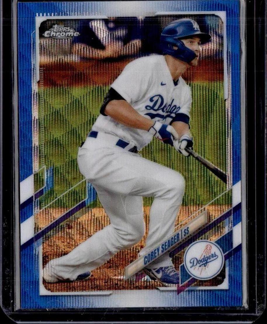 2021 Topps Chrome Corey Seager Blue Wave Refractor 64/75 Los Angeles Dodgers