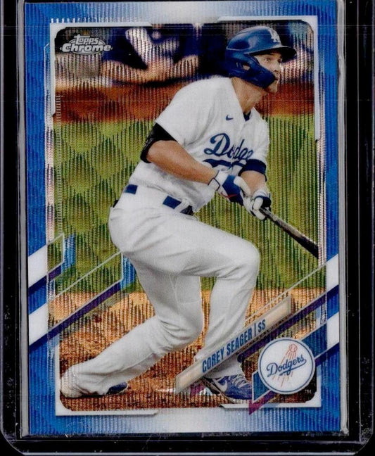 2021 Topps Chrome Corey Seager Blue Wave Refractor 64/75 Los Angeles Dodgers