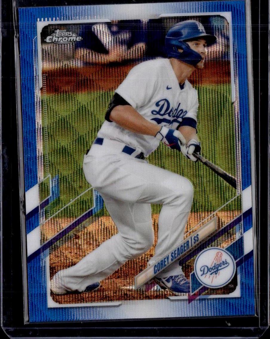 2021 Topps Chrome Corey Seager Blue Wave Refractor 68/75 Los Angeles Dodgers
