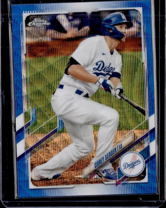 2021 Topps Chrome Corey Seager Blue Wave Refractor 68/75 Los Angeles Dodgers
