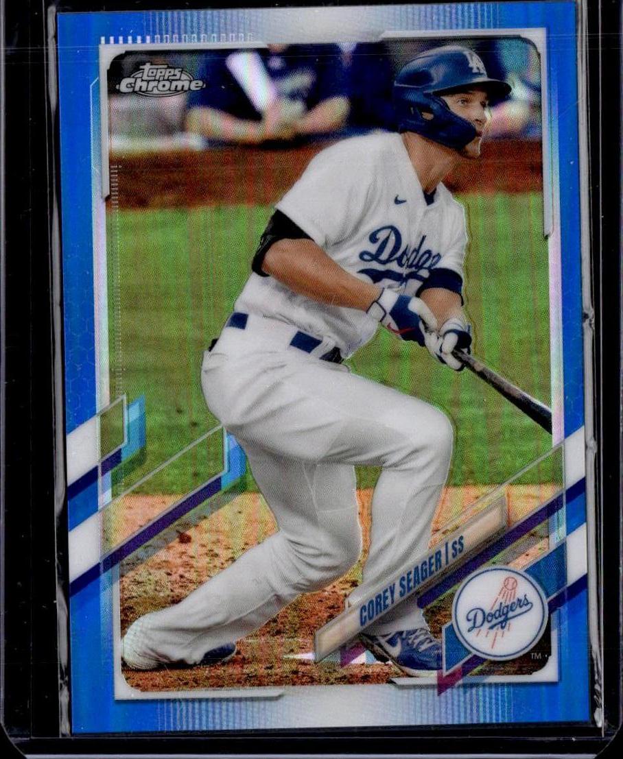 2021 Topps Chrome Corey Seager Blue Refractor 92/150 Los Angeles Dodgers