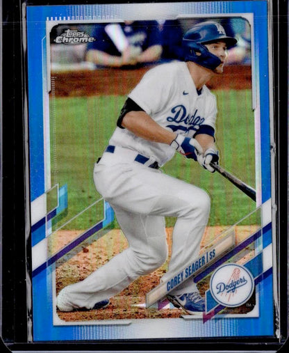 2021 Topps Chrome Corey Seager Blue Refractor 92/150 Los Angeles Dodgers