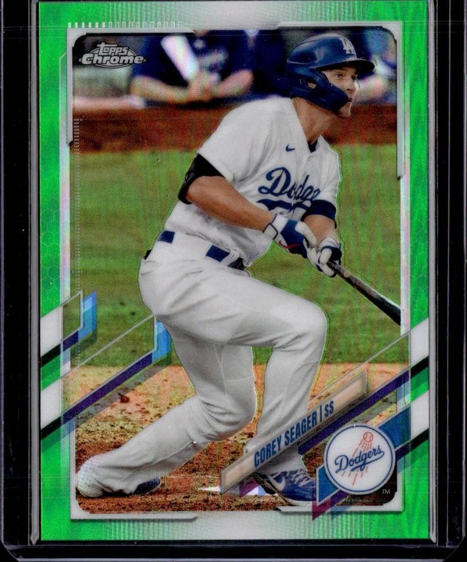 2021 Topps Chrome Corey Seager Green Refractor 80/99 Los Angeles Dodgers