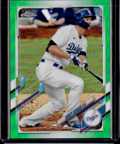 2021 Topps Chrome Corey Seager Green Refractor 80/99 Los Angeles Dodgers