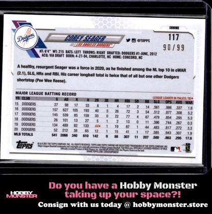 2021 Topps Chrome Corey Seager Green Refractor #/99 Los Angeles Dodgers