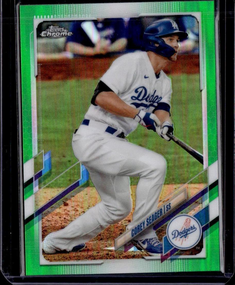 2021 Topps Chrome Corey Seager Green Refractor #/99 Los Angeles Dodgers