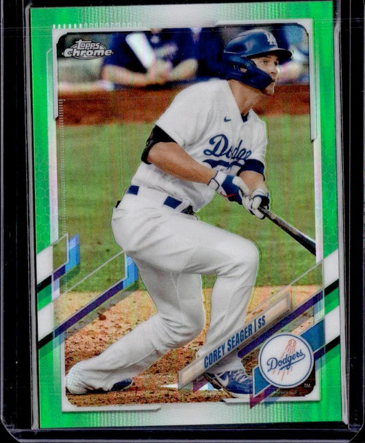 2021 Topps Chrome Corey Seager Green Refractor #/99 Los Angeles Dodgers
