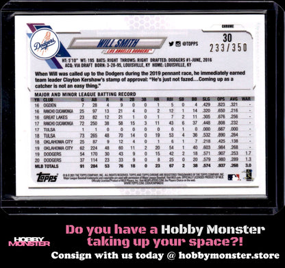 2021 Topps Chrome Will Smith Magenta Speckle Refractor #/350 Los Angeles Dodgers