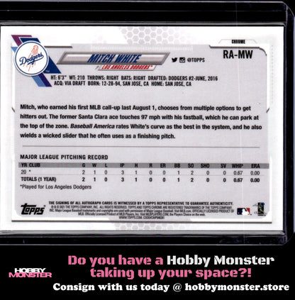 2021 Topps Chrome Mitch White Rookie Autographs Auto Los Angeles Dodgers