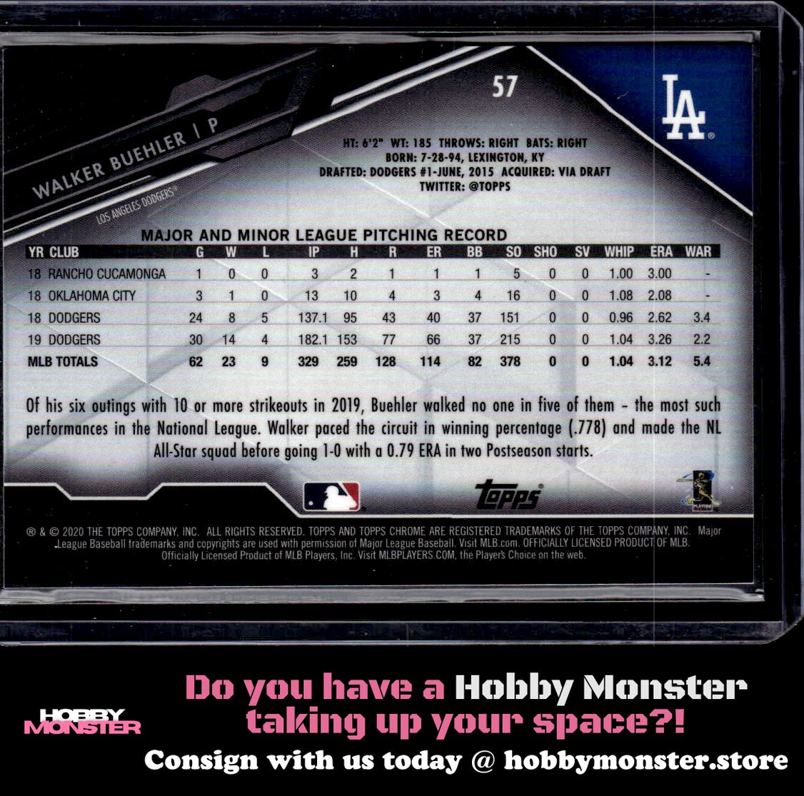 2020 Topps Chrome Black Walker Buehler Los Angeles Dodgers