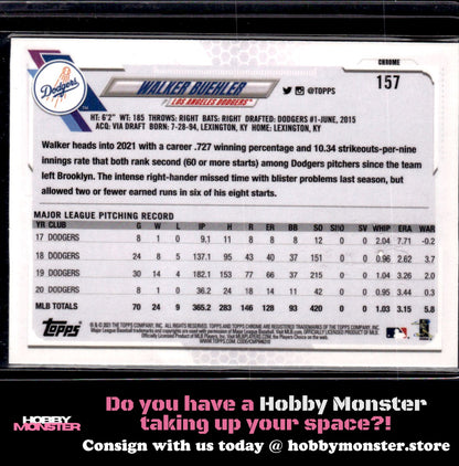 2021 Topps Chrome Walker Buehler Prism Refractor Los Angeles Dodgers
