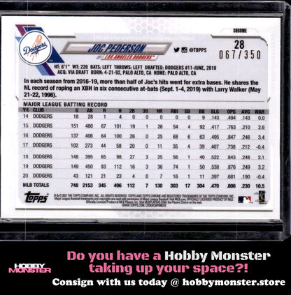 2021 Topps Chrome Joc Pederson Magenta Speckle #/350 Los Angeles Dodgers